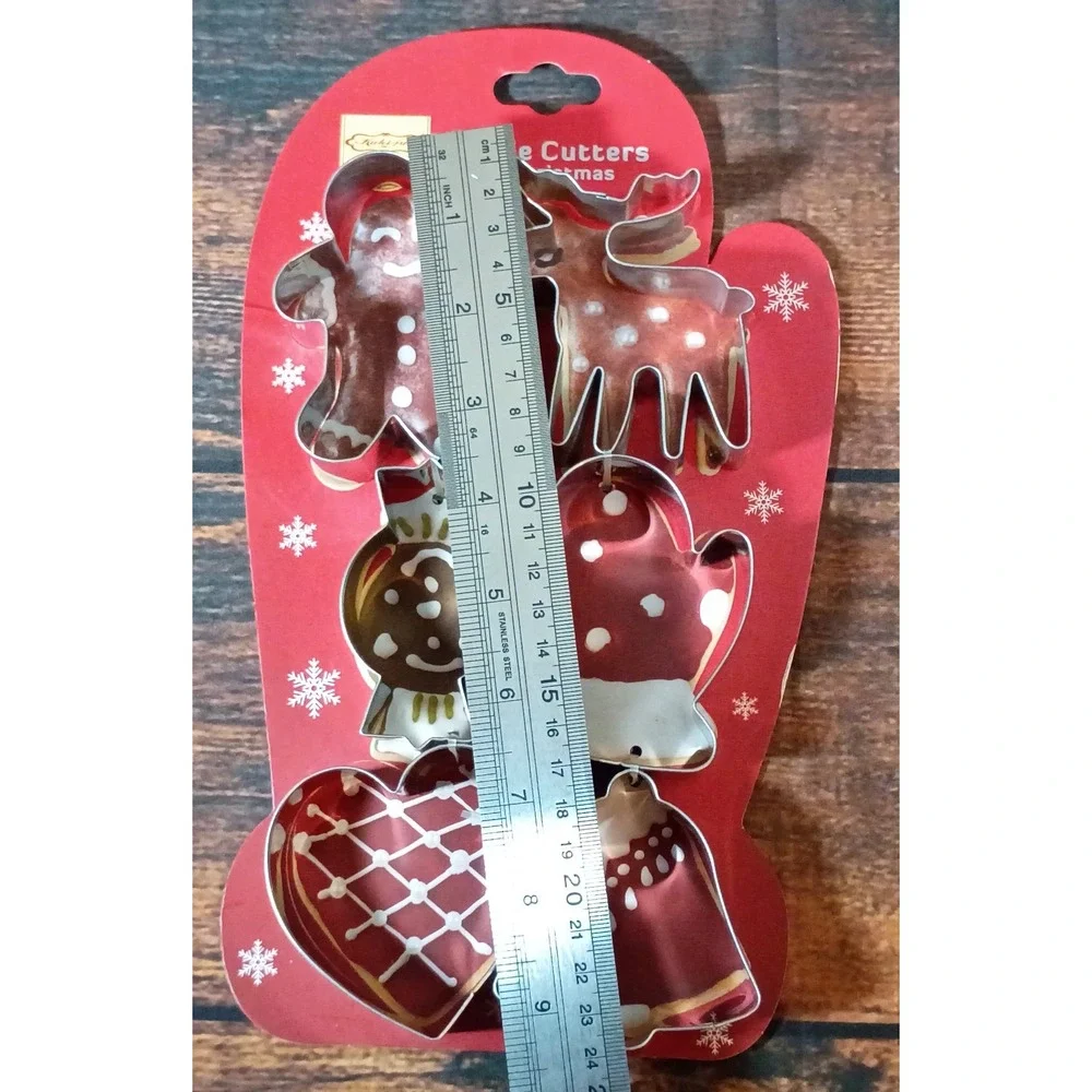Kuki-fun Christmas Cookie Cutters Set of 6 Stainless Steel Holiday Shapes New